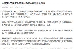 证券时报：风电机组并网发电 中国j9九游会官方网站驶入新能源新赛道